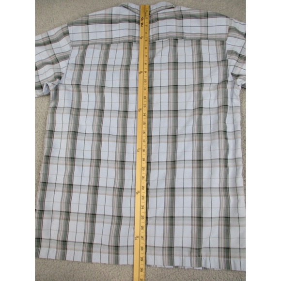 Oneill Shirt Mens Medium Blue Plaid Button Down Short‎ Sleeve Pocket - Picture 11 of 12
